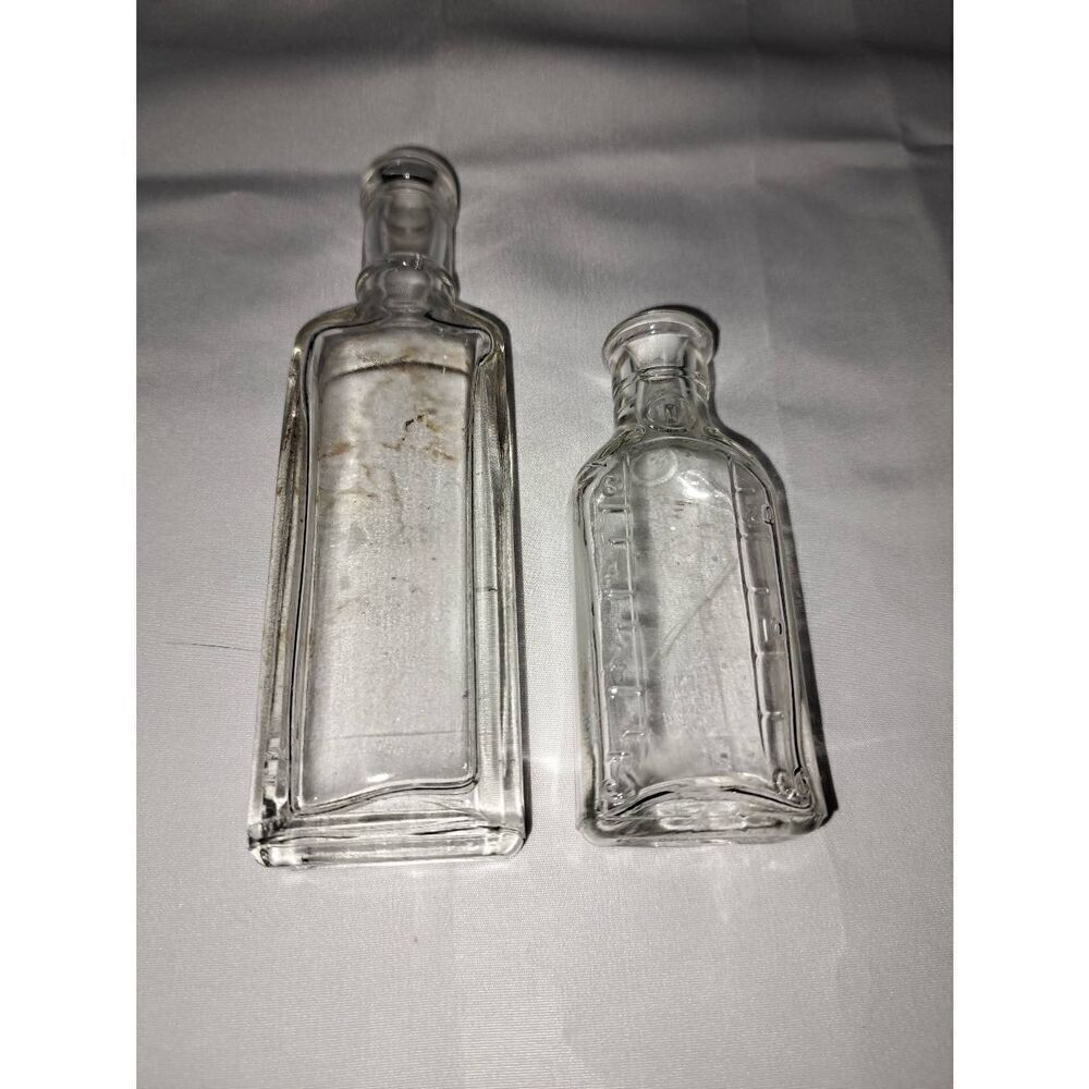 Vintage Owen Illinois Clear Glass 30s 40s Elixir Apothecary Medicine Bottles